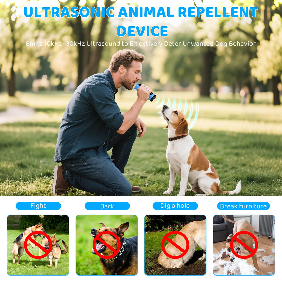 Ultrasonic device for controlling dog barking ™