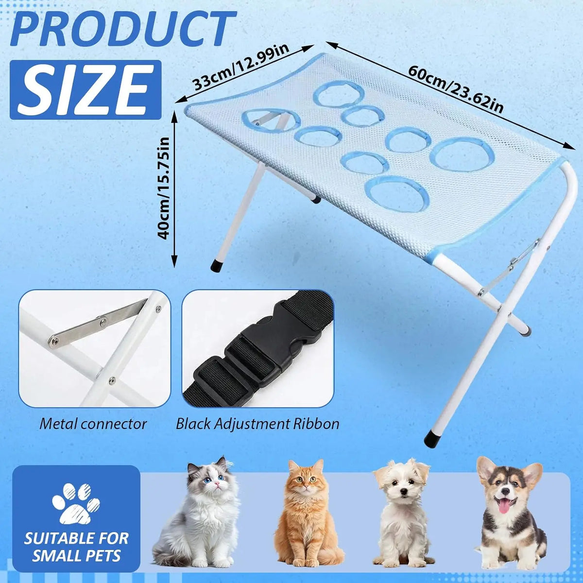 Foldable stand with a grooming hammock ™